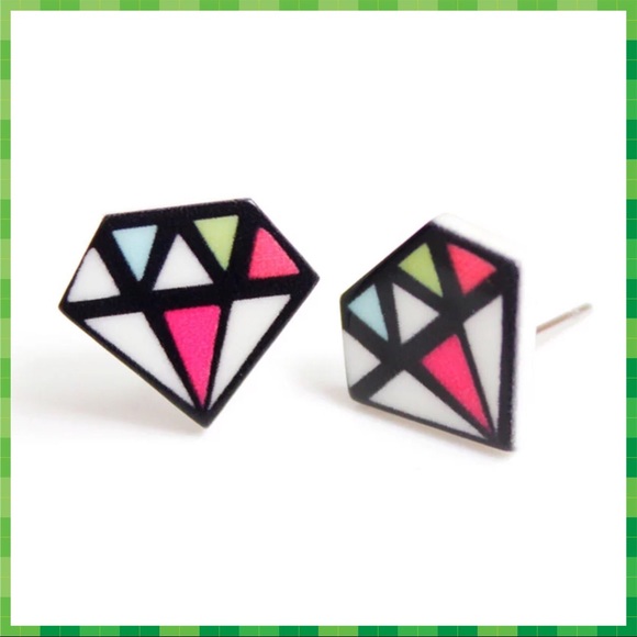 Colorful Diamond Stud Earrings - Picture 3 of 5